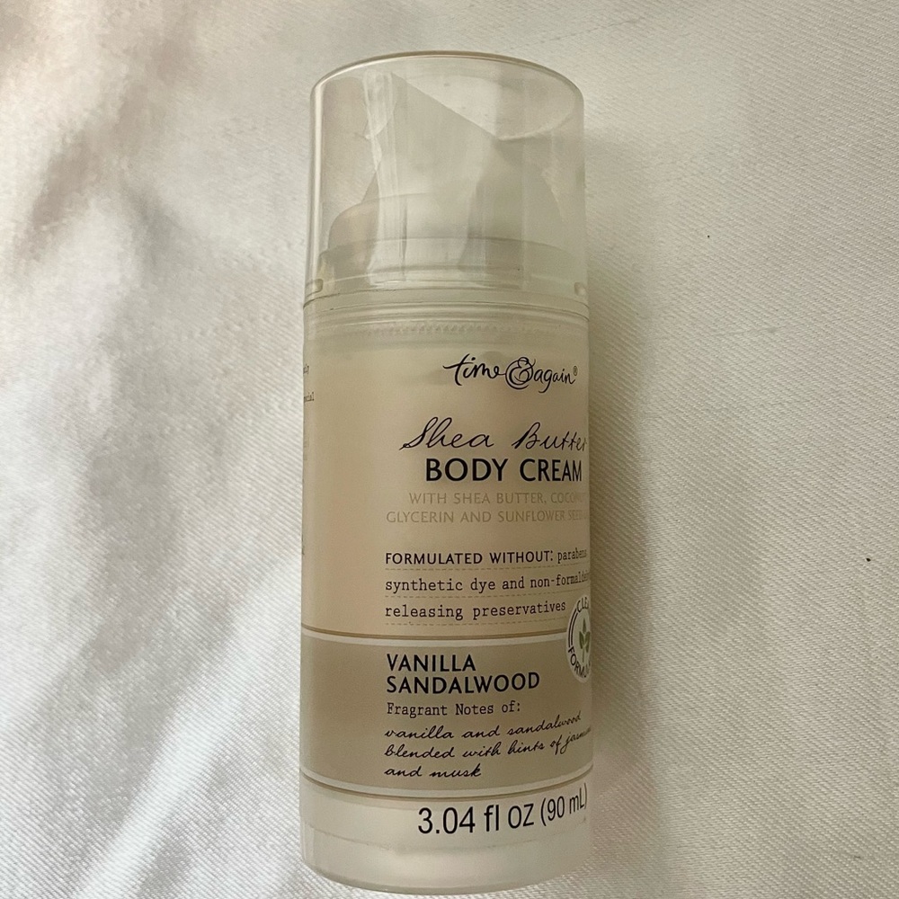 NEW Time and again shea butter body cream vanilla sandalwood 3,04oz